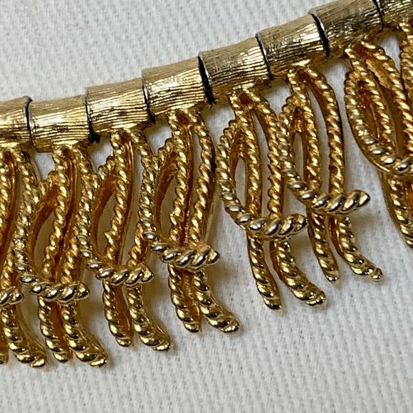 Vintage Estate Women's MCM Gold Tone Cleopatra Collar Fringe Bib Necklace 60s - Picture 3 of 7